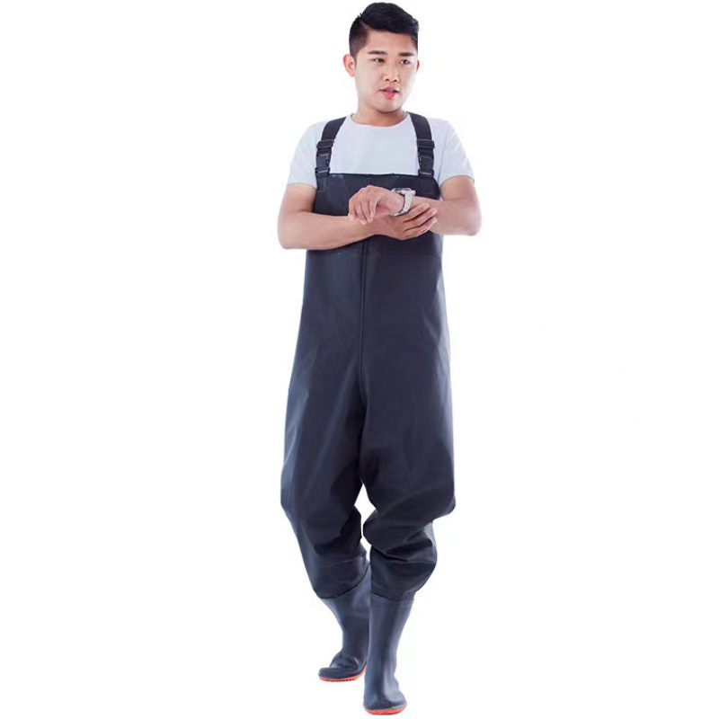 邦能之星下水裤半身雨裤防水衣男裤捕鱼连体厚雨鞋N312286高清大图