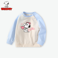 SNOOPY史努比女童针织卫衣罗纹口插户袖可爱柔软细腻潮圆领潮上衣