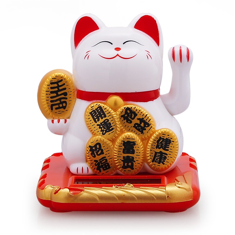 猫小摆件摇手太阳能汽车内饰车载店铺开业礼品自动招手 三维工匠 钱袋猫猫高清大图