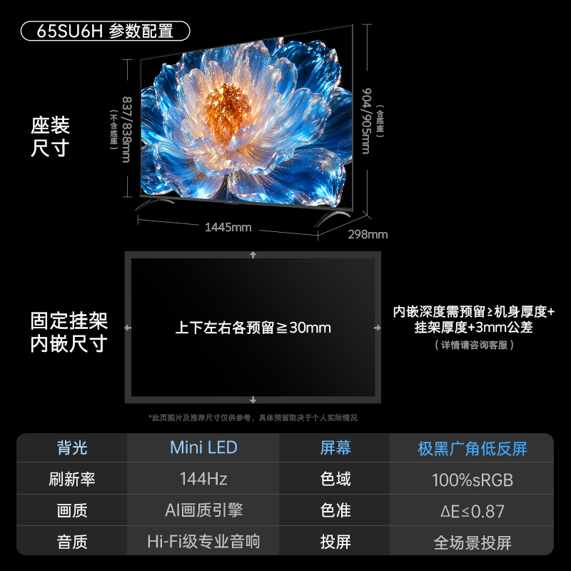 创维65英寸 65SU6H Mini LED 4K智能电视 酷开AI系统 语音控制 超大屏 以旧换新一级能效高清大图