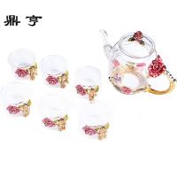 鼎亨LUXURY珐琅彩品茗杯茶杯茶壶套装主人杯个人杯耐热玻璃杯功夫