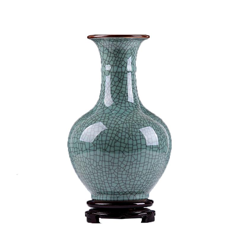 景德镇陶瓷器花瓶摆件客厅插花仿古裂纹花瓶中式家居装饰品瓷器瓶 三维工匠 赏瓶+送底座高清大图