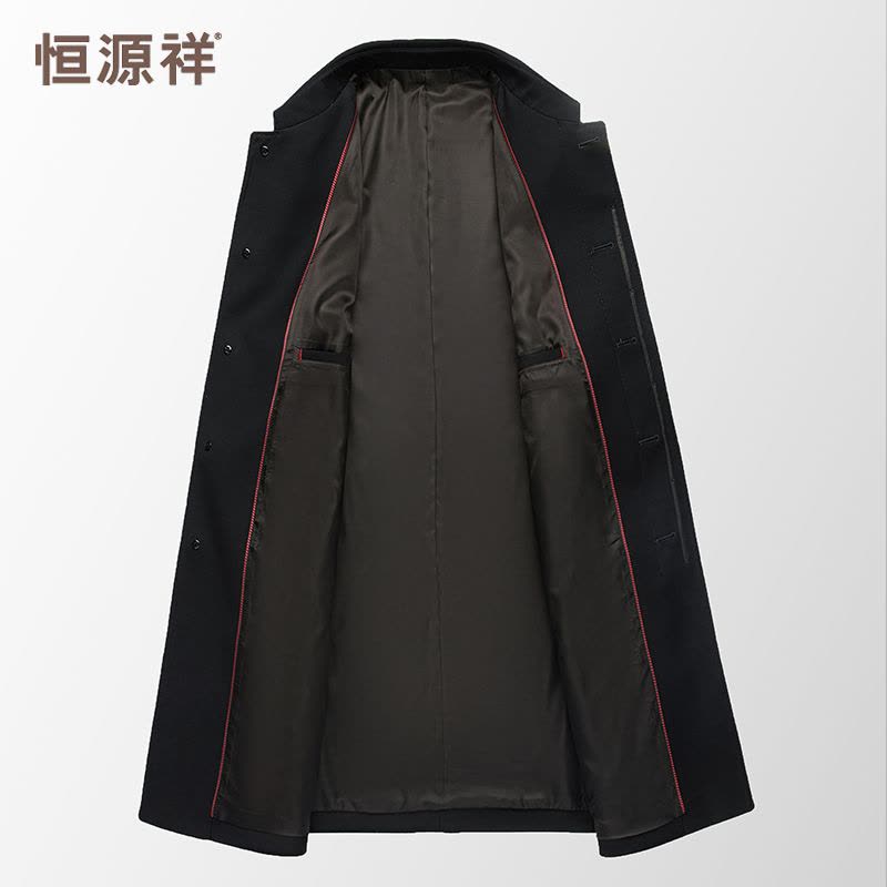 恒源祥男士风衣中长款商务休闲宽松翻领中老年爸爸装春秋新款外套图片