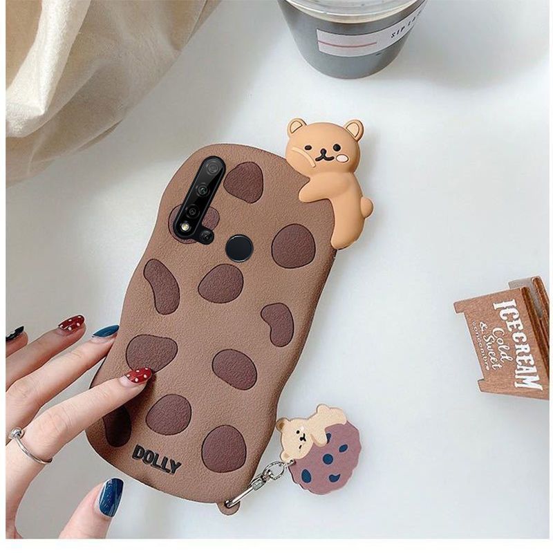 华为nova5i手机壳女款glkal00卡通蚕丝全包边软硅胶浮雕防摔情侣趴趴