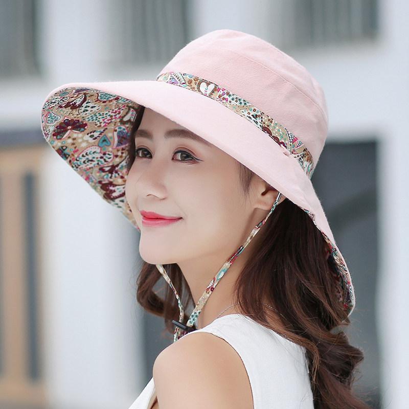 咫尚帽子女夏大沿檐遮脸时尚防风紫外线可折叠渔夫凉帽防晒遮阳太阳帽