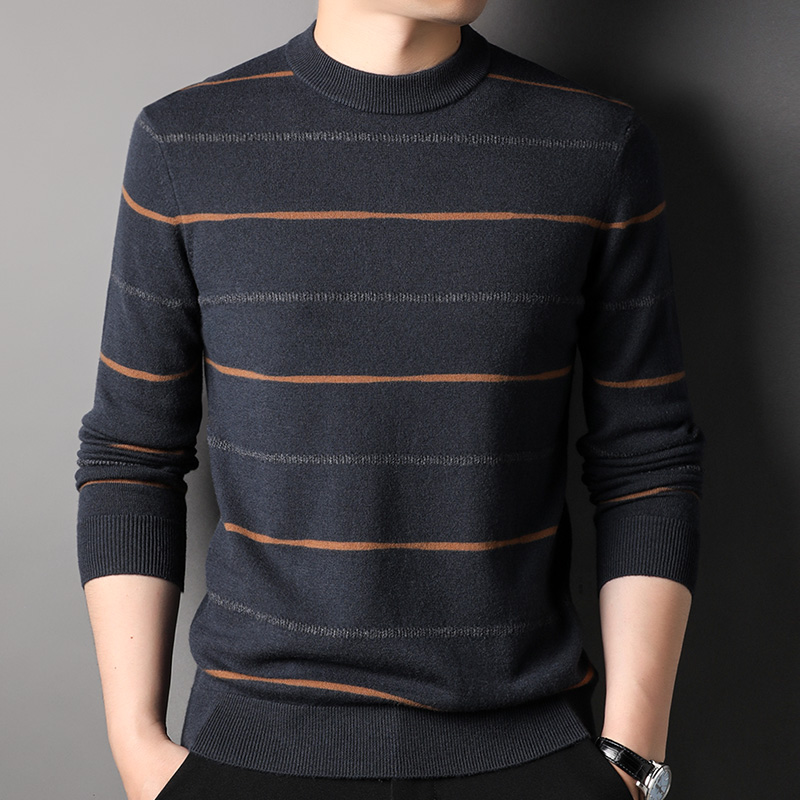 免费试穿 牧绒多斯羊绒衫男2024春秋加厚羊绒衫男纯山羊绒圆领针织羊毛衫中年毛衣男大码品牌毛衣男商务休闲大码毛线衣正品 灰色 180/96A