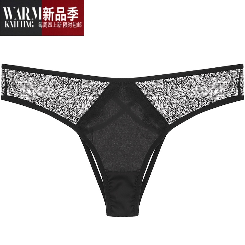shanchao性感内裤女蕾丝低腰镂空三角裤绑带冰丝超薄情趣诱惑