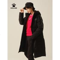 KELME/卡尔美 秋冬新款白鸭绒羽绒服女韩版中长款直筒保暖外套潮