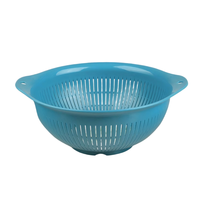 茶花(CHAHUA)厨房塑料滴水篮洗菜盆洗水果篮多用淘米器洗菜篮沥水篮滤水筛 蓝色-大号 28.1*11cm