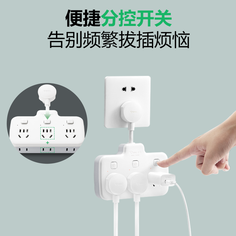 公牛插排柔线分控快充插座转换器带usb充电家用宿舍延长神器排插高清大图