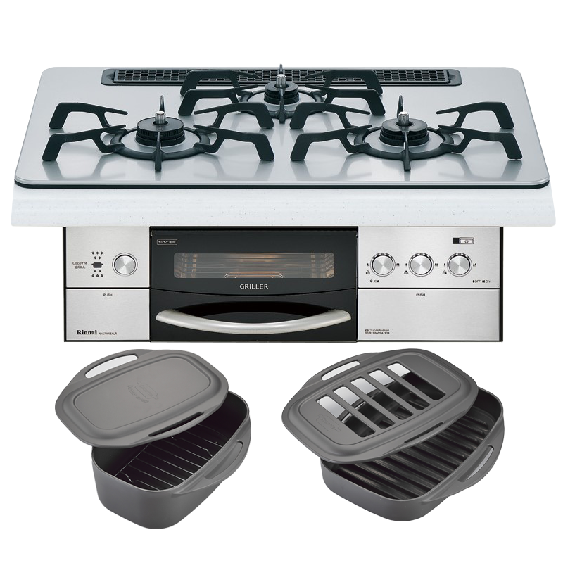 日本林内燃气灶DELICIA GRiLLER75嵌入式三眼灶煤气炉大火力带烤箱天然气RHS71W34ALRSR新款高清大图