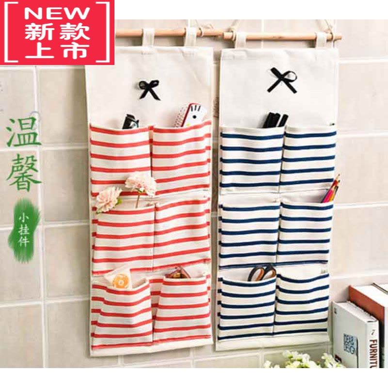 可莉允布艺挂墙上置物袋储物挂兜 门后可悬挂式收纳布袋多层墙面壁挂袋图片