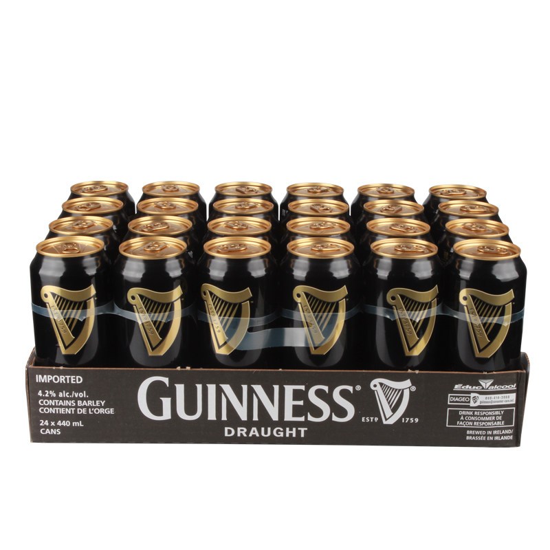 爱尔兰进口吉尼斯（健力士）黑啤酒充氮装440ml*24听装