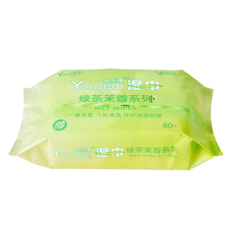 优乐琪(Youleqi) 湿巾 绿茶茉香系列湿纸巾80片*1包 单包装通用湿纸巾
