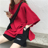 单件/套装女2021新款夏季短裤学生韩版宽松时尚休闲两件套_白色T恤_2XL