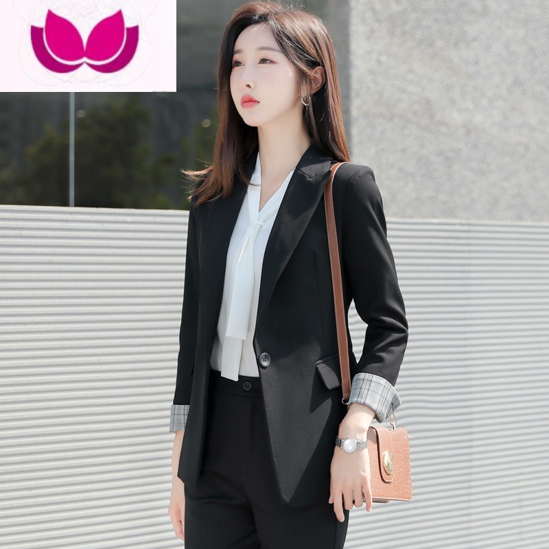 七斓黑色小西装外套女2023新款高级感小个子休闲西服职业正装套装 西装 L
