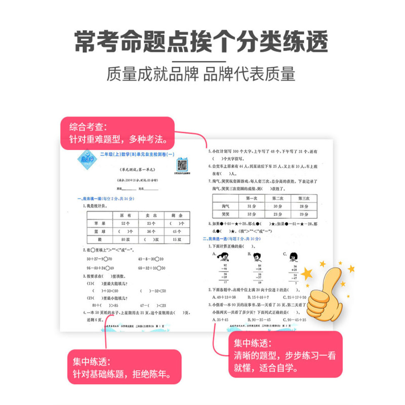 [人教版 2上]语文数学 全2册 小学二年级 [正版]2023新版 孟建平小学单元测试卷二年级上册下册语文数学小学2年级