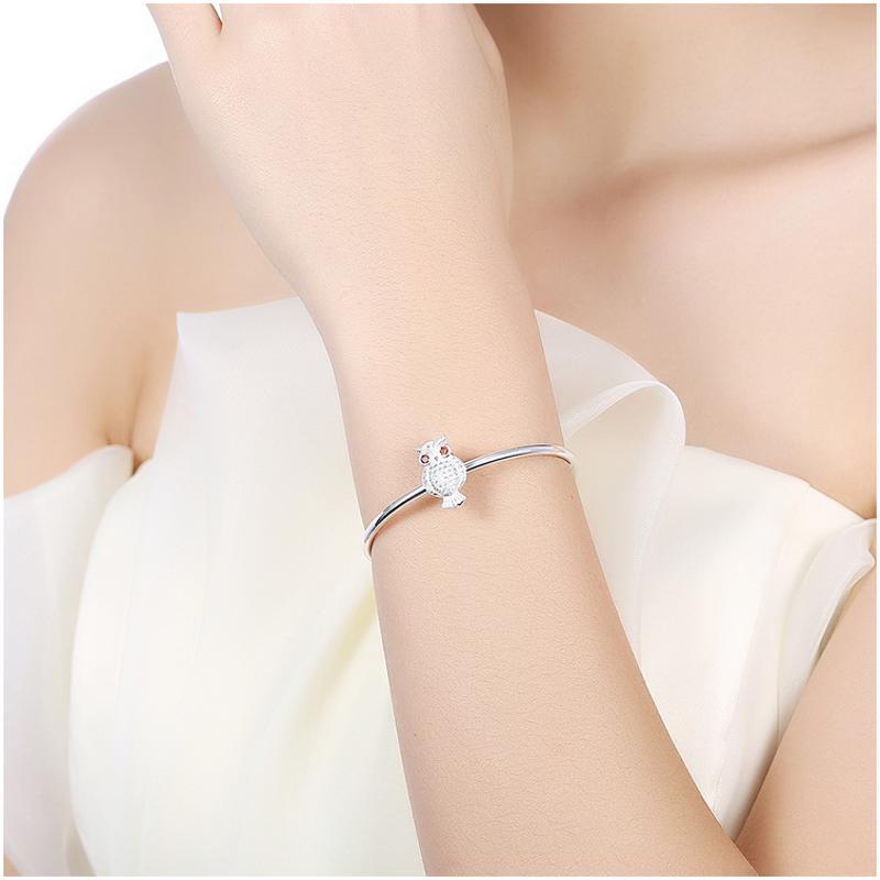 B264 Fashion Bracelet 日韩女开口手镯可节猫头鹰镀纯银首饰送女朋友七夕情人节礼物