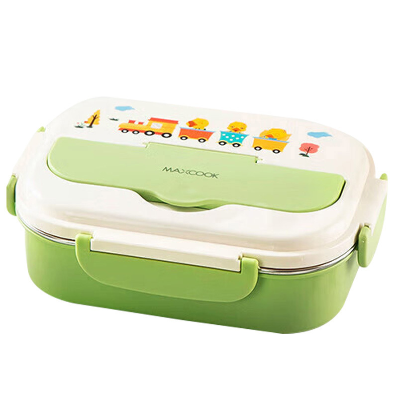 美厨饭盒316L不锈钢保温饭盒配餐具3格青草绿MCFT9332