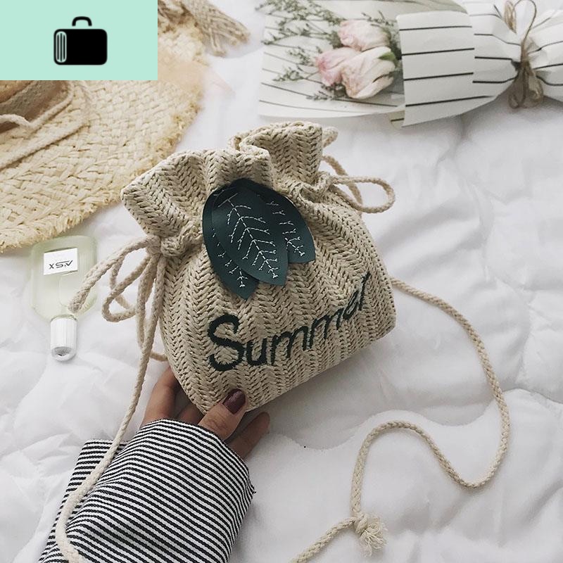 高级感编水桶小包包女包2019新款夏季小清新编织单肩斜挎包NEWLAKE高清大图