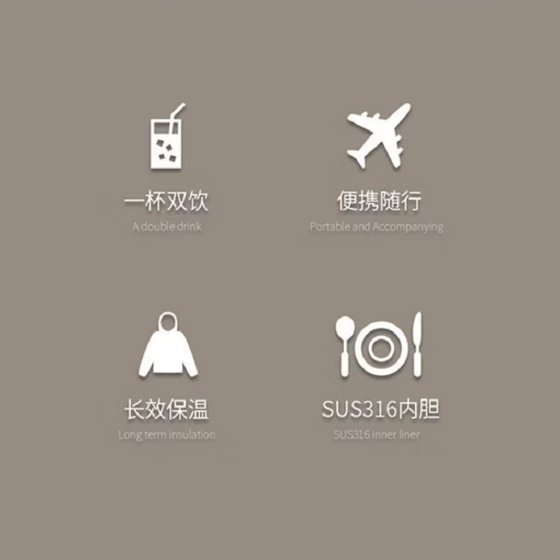 创意便携保温杯 316不锈钢内胆PP盖*1个 500ml [定制款]高清大图