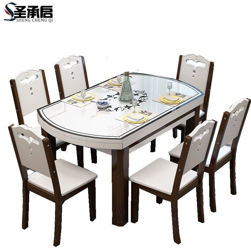 圣承启饭桌6椅1.5m张图片