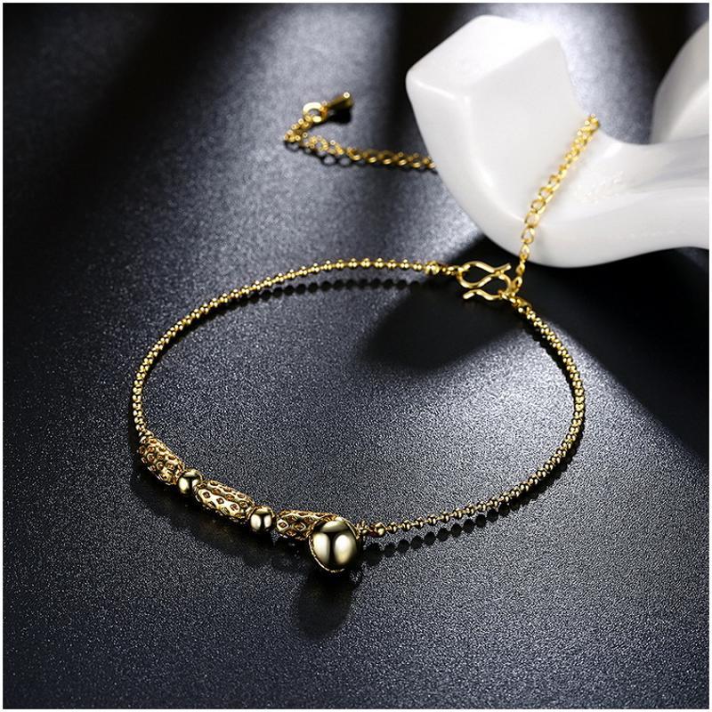 A051-A Women 18K yellow gold anklet jewelry 镀黄金色女脚链潮
