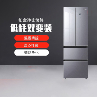 美的(Midea)法式多门四门玻璃面板家用小型风冷无霜BCD-327WFGPM榭湖 银