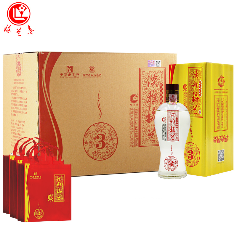 梅兰春 41.8度淡雅3 500ml整箱 浓芝复合香型白酒 百姓口粮酒 中华老字号 产自江苏泰州