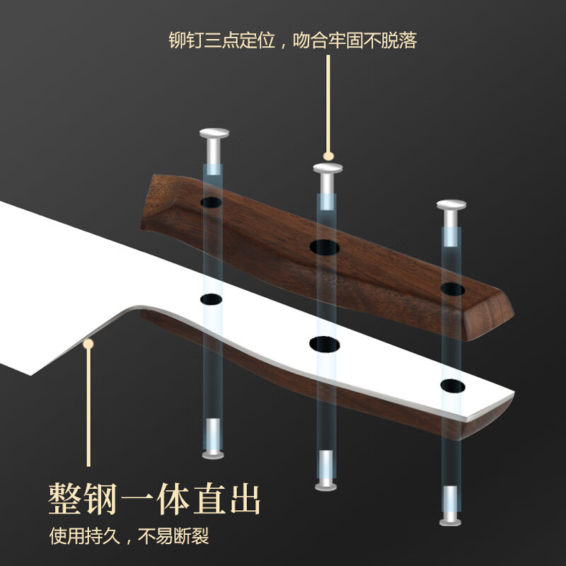 京东京造砍骨刀、切菜刀、水果刀、实木刀座 原木碳化刀具五件套高清大图