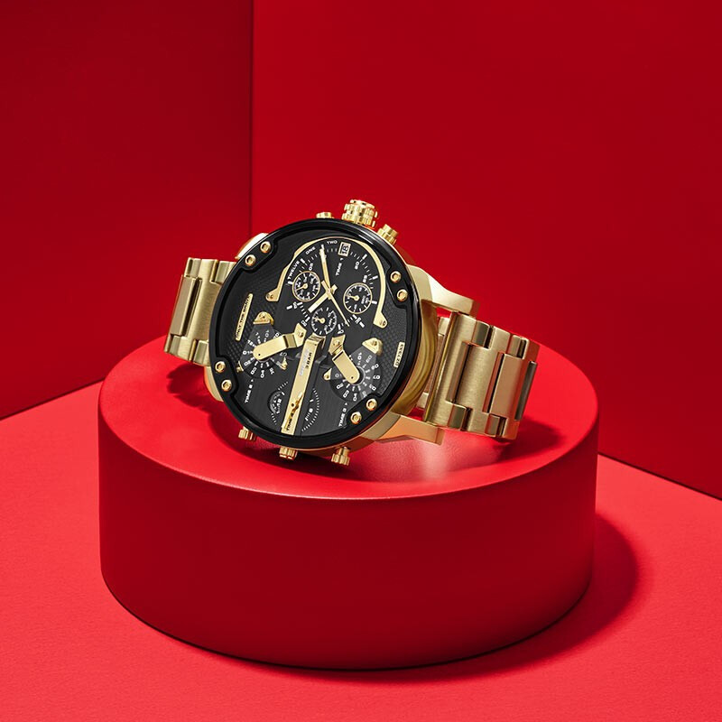 diesel迪赛男士手表石英表mrdaddy表盘直径57mm不锈钢时尚休闲dz7333