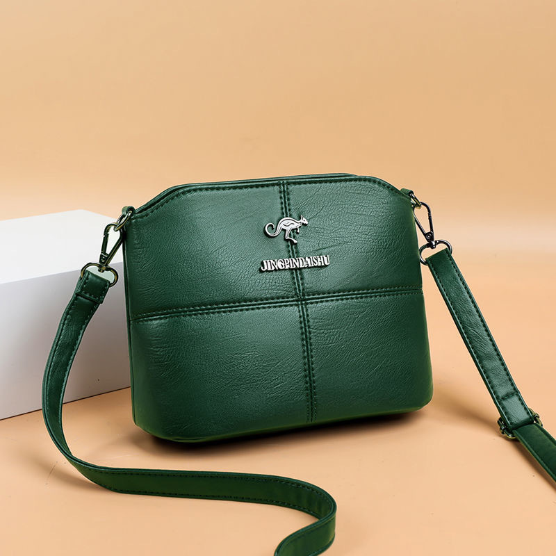 袋鼠真皮质感包包女2020新款大容量软皮中年妈妈包大空间单肩斜挎女包