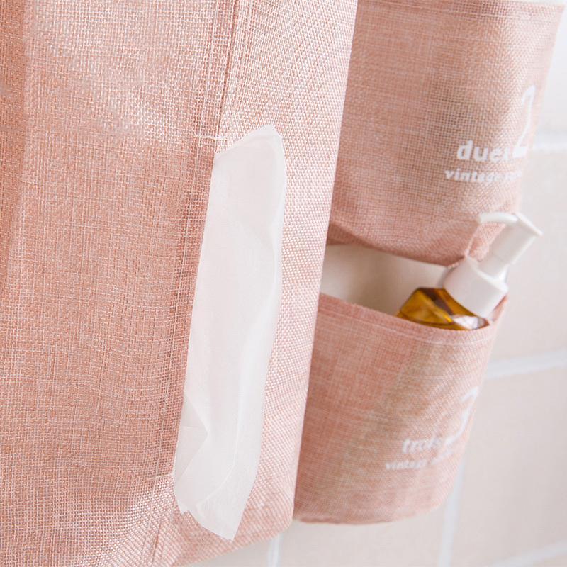 家用布艺棉麻收纳挂袋卫生间小物件多层挂兜宿舍书本墙壁收纳袋