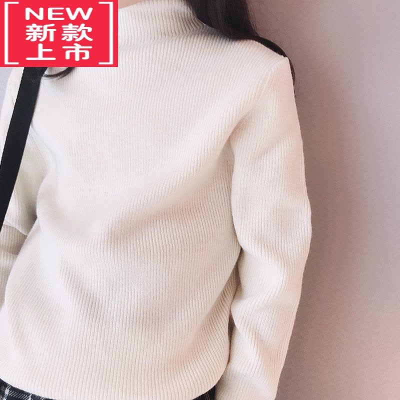 可莉允 女童打底针织衫2022秋冬装中大童洋气中高领修身内搭毛衣图片