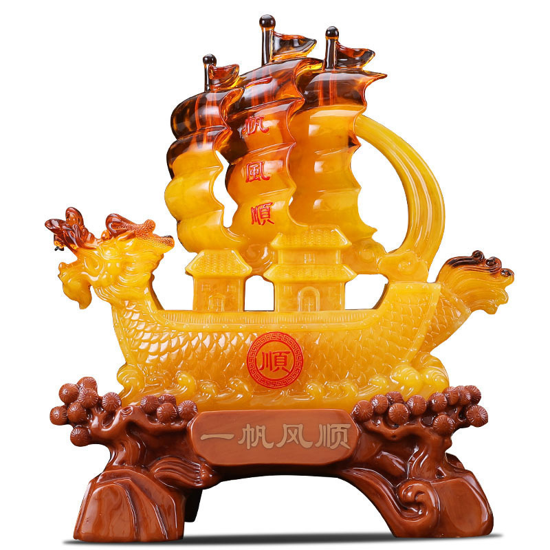 一帆风顺帆船摆件客厅酒柜电视柜创意家居饰品办公室船工艺品_563