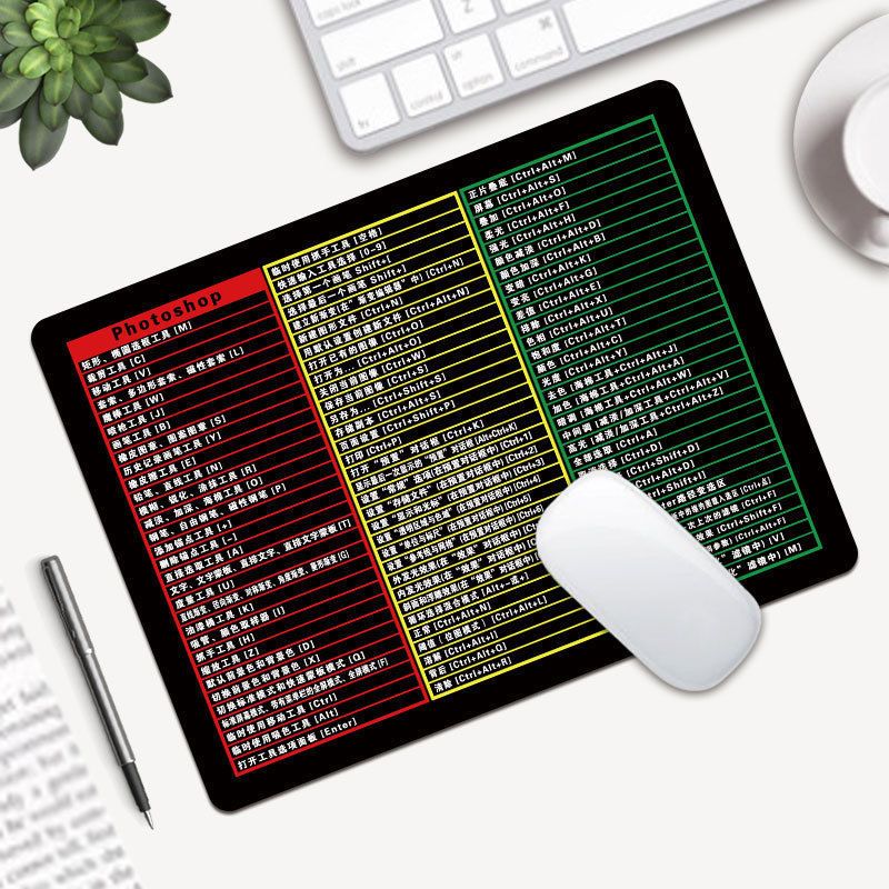 快捷键鼠标垫大号小号办公鼠标垫word/excel/ps/cad 鼠标垫加厚
