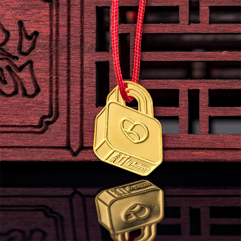 素竹 足金黄金Au9999金条 异形1克金条 钥匙锁包 可佩戴 附质检证书高清大图