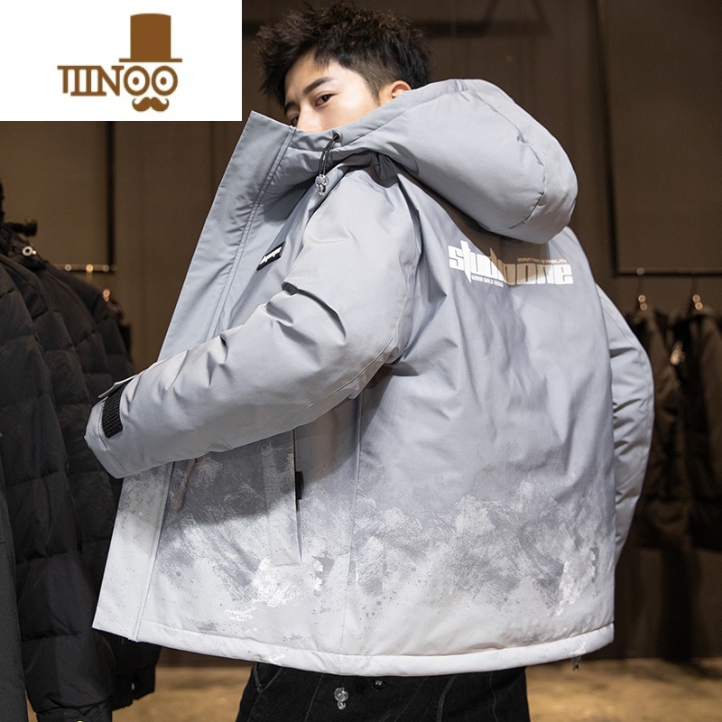 YANXU雪山雕棉衣外套男士2023新款潮牌袄子加厚保暖男装羽绒棉服高清大图