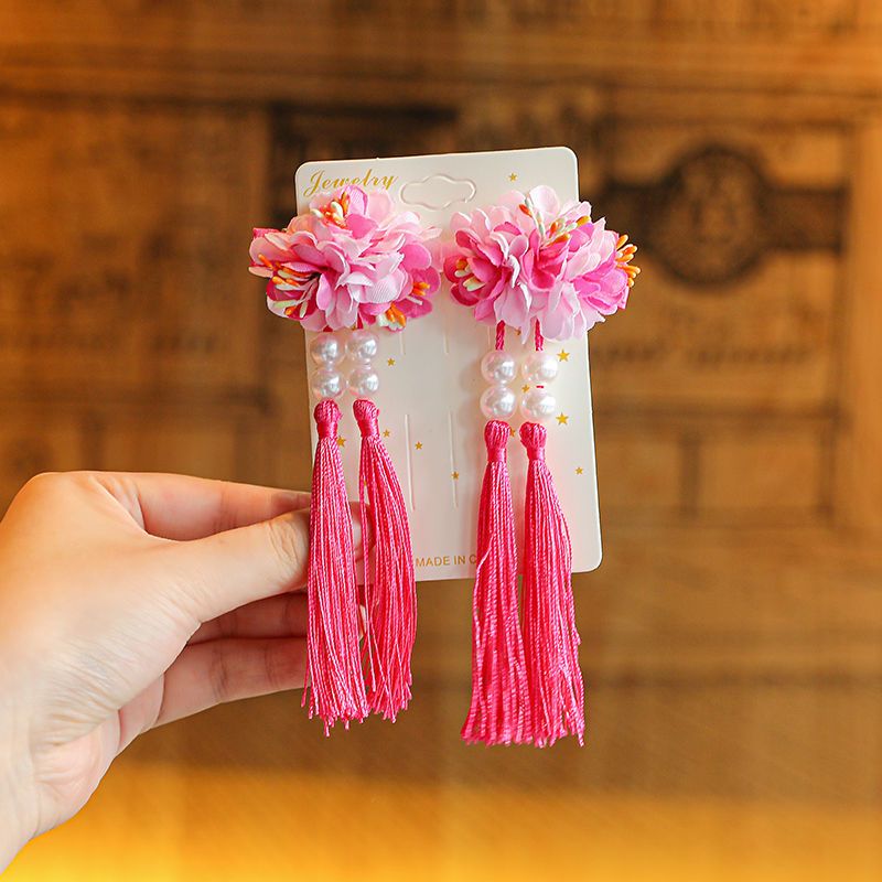 中国风女童古装超仙头饰女童飘带发饰品古代流苏儿童表演汉服发夹