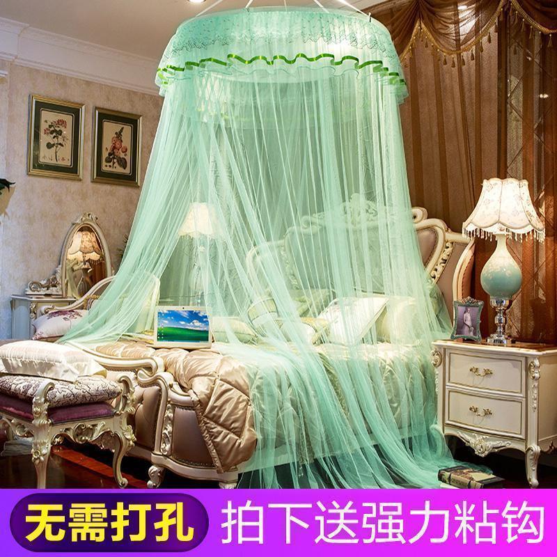 美帮汇圆顶吊顶蚊帐公主风吊挂式圆形1.2米1.5m/1.8m床幔双人家用免安装