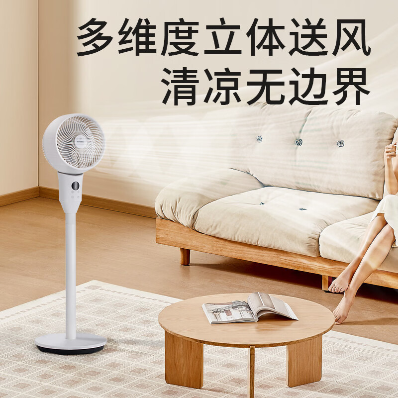 SEEDEN 6寸智能语音立式空气循环扇家用台式电风扇办公室轻音遥控摇头台扇西点循环扇XD-1520FB(加高款)高清大图