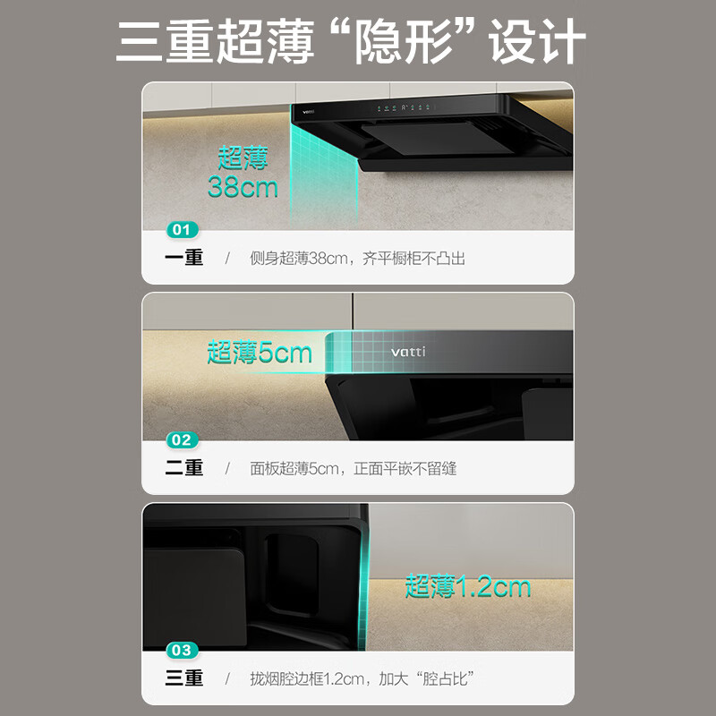 华帝(vatti)[小飞碟S35 Pro]抽油烟机 i11S35P超薄欧式顶吸顶侧一体变频烟灶联动27风量大吸力自动清洗高清大图