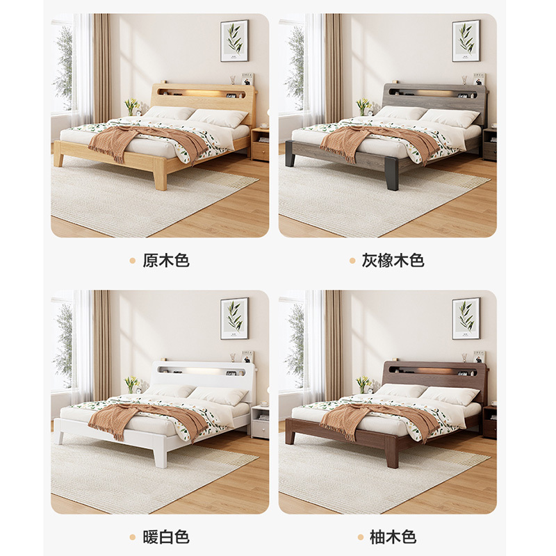 实木床简约现代双人床架1.5米经济型工厂直销1.2单人床出租房家用高清大图