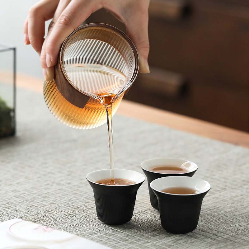 苏氏陶瓷(SUSHI CERAMICS)旅行茶具套装 经纬禅黑便捷功夫茶具 快客杯玻璃公杯陶瓷茶杯带便携包高清大图