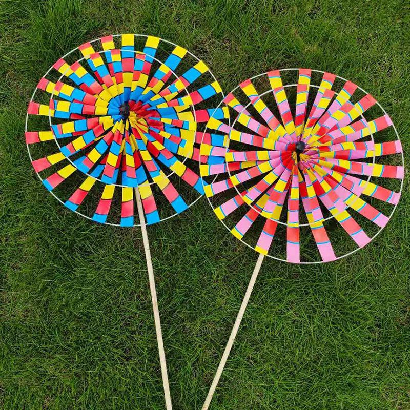 传统老北京风车热卖炫彩复古亮色儿童手拿玩具风车户外公园装饰小号