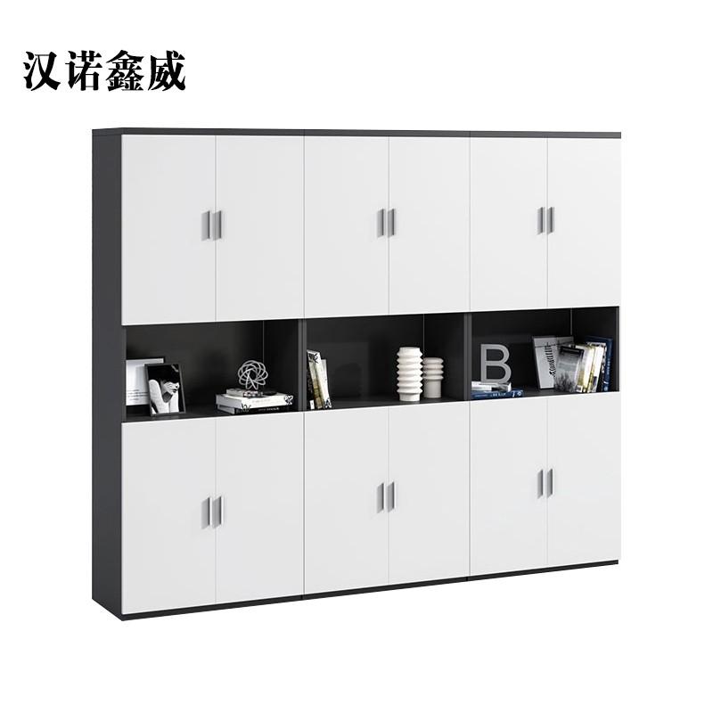 汉诺鑫威办公室书柜文件柜三/四门矮柜木质老板办公桌文具柜书柜展柜组合五层板式[工厂现做 7天内发货]