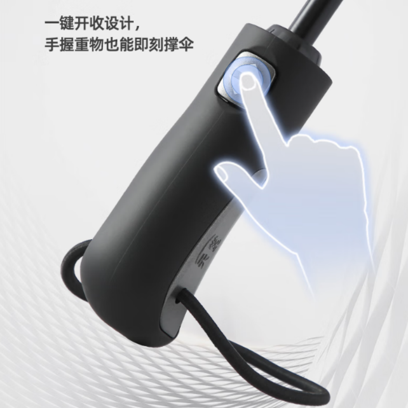 天堂全自动雨伞10K三折30729加固一键开收易甩干简约晴雨伞兰灰色伞下103CM高清大图