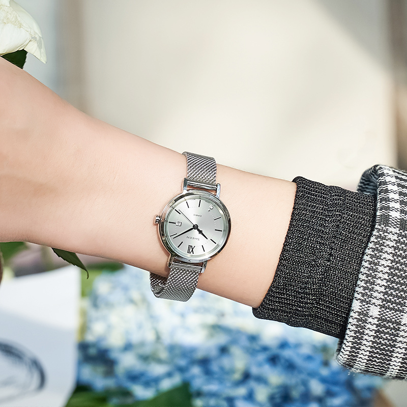 卡西欧casio手表女sheen系列太阳能动力人造蓝宝石镜面女士商务休闲