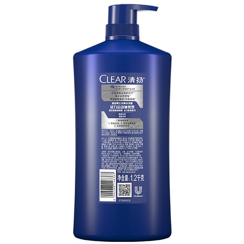 清扬(CLEAR) 男士去屑洗发水 活力运动型1.2kg