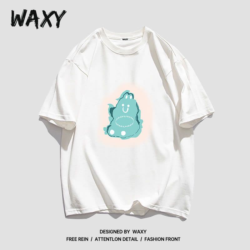 WAXY纯棉短袖T恤女学生宽松港风休闲百搭韩版简约设计感小众上衣图片